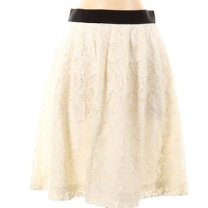 Ann Taylor LOFT Lace skirt, fully lined, with black elasticized band at top.